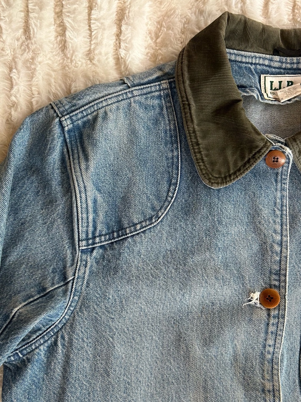 Made in USA LL Bean Vintage Chore Coat Barn Jacket Denim - Picture 7 of 13